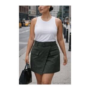 Banana Republic Belted Utility Wrap Skirt Green Mini Size 0